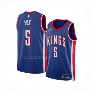 Camiseta Sacramento Kings De'Aaron Fox #5 Ciudad 2024-25 Azul