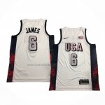 Camiseta USA 2024 LeBron James #6 Blanco