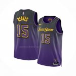 Camiseta Los Angeles Lakers Austin Reaves #15 Ciudad 2024-25 Violeta