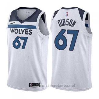 Camiseta Minnesota Timberwolves Taj Gibson #67 Association 2017-18 Blanco