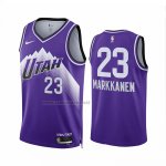 Camiseta Utah Jazz Lauri Markkanen #23 Ciudad 2023-24 Violeta