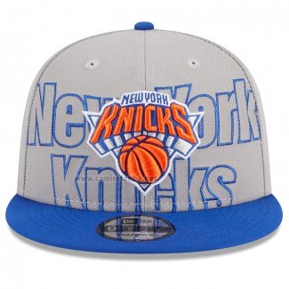 Gorra New York Knicks 2023 NBA Draft 9FIFTY Snapback Gris Azul