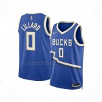 Camiseta Milwaukee Bucks Damian Lillard #0 Ciudad 2024-25 Azul