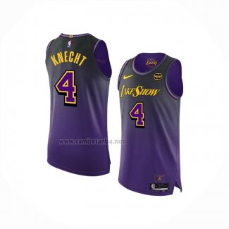 Camiseta Los Angeles Lakers Dalton Knecht #4 Ciudad 2024-25 Violeta