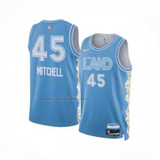 Camiseta Cleveland Cavaliers Donovan Mitchell #45 Ciudad 2024-25 Azul