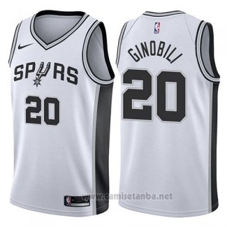 Camiseta San Antonio Spurs Manu Ginobili #20 2017-18 Blanco