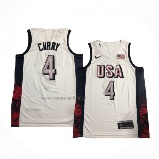 Camiseta USA 2024 Stephen Curry # 4 Blanco