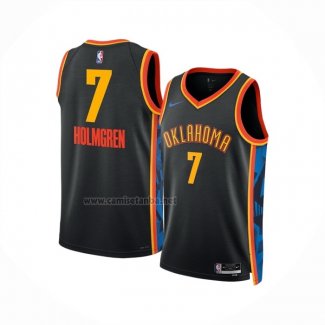 Camiseta Oklahoma City Thunder Chet Holmgren #7 Ciudad 2024-25 Negro