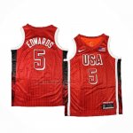 Camiseta USA 2024 Anthony Edwards #5 Juegos Olimpicos Rojo