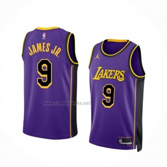 Camiseta Los Angeles Lakers Bronny James #9 Statement Violeta