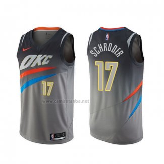 Camiseta Oklahoma City Thunder Dennis Schroder #17 Ciudad Gris