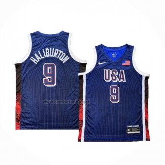 Camiseta USA 2024 Tyrese Haliburton # 9 Juegos Olimpicos Azul