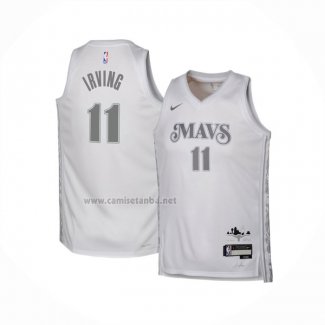 Camiseta Nino Dallas Mavericks Kyrie Irving #11 Ciudad 2024-25 Blanco