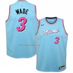 Camiseta Nino Miami Heat Dwyane Wade #3 Ciudad Azul