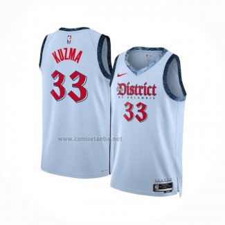 Camiseta Washington Wizards Kyle Kuzma #33 Ciudad 2024-25 Azul