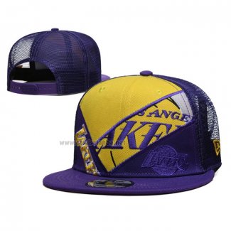 Gorra Los Angeles Lakers Criss Cross 9FIFTY Trucker Snapback Violeta Amarillo