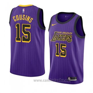 Camiseta Los Angeles Lakers Demarcus Cousins #15 Ciudad 2019-20 Violeta