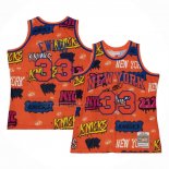 Camiseta New York Knicks Patrick Ewing #33 Slap Sticker Mitchell & Ness 1991-92 Naranja