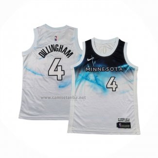 Camiseta Nino Minnesota Timberwolves Robert Dillingham #4 Ciudad 2024-25 Blanco