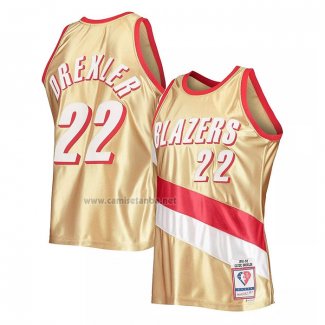 Camiseta Portland Trail Blazers Clyde Drexler #22 Mitchell & Ness 1991-92 Oro