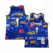 Camiseta Orlando Magic Penny Hardaway #1 Slap Sticker Mitchell & Ness 1994-95 Azul